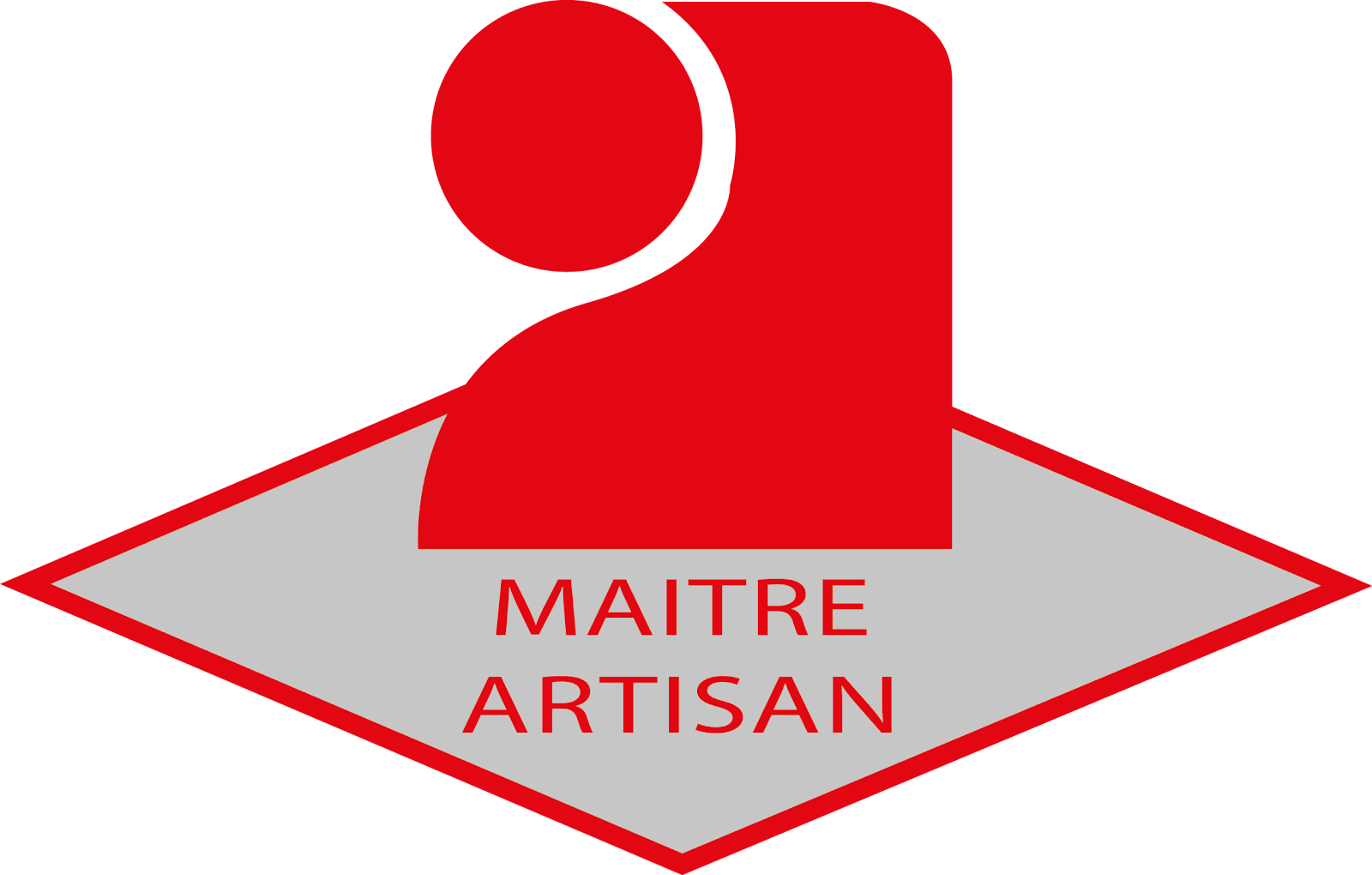 Logo maitre artisan rouge sur fond transparent